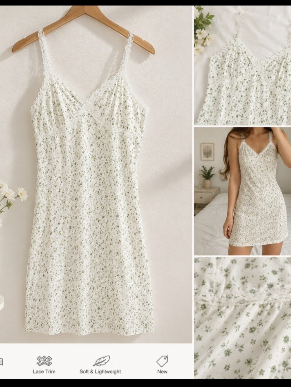 Junior Lace Trim Nightgown Slip Dress – Size S